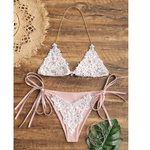 Rhinestone Crocheted Bikini - Picture 1 of 6